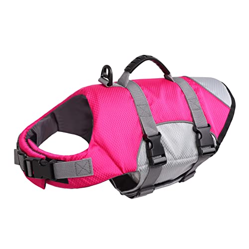 CITÉTOILE Schwimmweste Hund Kleine mit Griff und Reflektierende, Hunde Schwimmweste Größenverstellbar, Dog Life Jacket Starkem Auftrieb, Atmungsaktiver, Leichter für Wassersport, Pink, S von CITÉTOILE