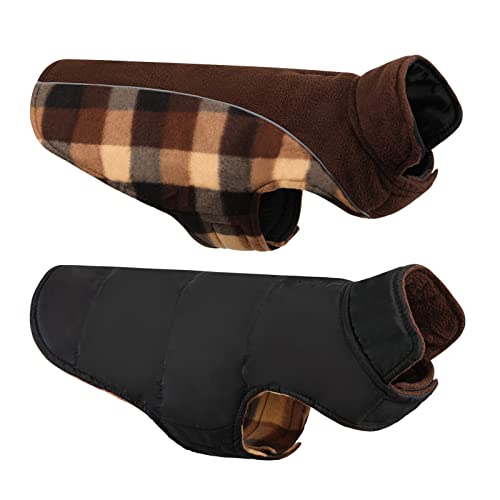 CITÉTOILE Warme Hundemantel Winter, Hundemantel mit Bauchschutz, Wintermantel für Hunde mit Reflektierend, Wendbarer Hundejacke Hundekleidung mit Geschirrloch, Braun, XL von CITÉTOILE