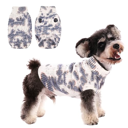 CITÉTOILE Warme Winter Hund Pullover, Weiche und Bequeme Gestrickte Hundemantel, Turtleneck Haustier Kleidung für das Kalte Wetter, Farbverlauf eingestellt für Kleine Mittlere Haustiere, Blau, L von CITÉTOILE