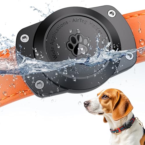 IPX8 Wasserdichter Airtag Hundehalsbandhalter, Halterung für AirTag Hunde- und Katzenhalsbänder, Passend für Halsbänder Aller Breiten (1 Stück-Schwarz) von CITYWAY