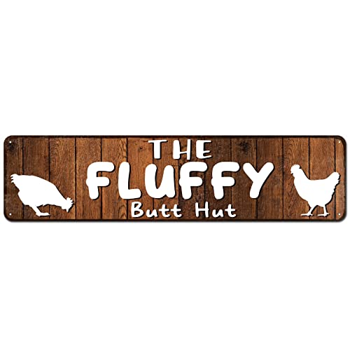 CIVOTIL The Fluffy Butt Hut Hühnerschild 10,2 x 40,6 cm – | Hühnerstall-Zubehör für Hühner-Futterspender – Huhn-Geschenke für Hühner-Liebhaber | lustige Hühner-Dekorschilder für Hühner-Nistkasten von CIVOTIL