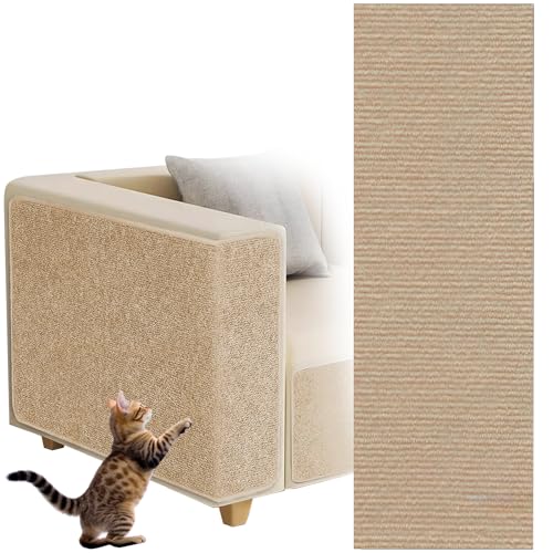 Selbstklebend Kratzteppich Katze, CIYIN Kratzmatte Selbstklebend Zuschneidbar, Kratzbretter Katze Wand, Katzenkratzbretter, Kratzschutz Sofa Katze (Khaki, 30×100cm) von CIYIN