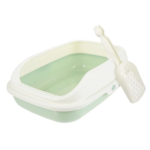 1 Set-Box Katzentoilette Katze Bettpfanne Hohe Seitentoiletten Für Katzen Kätzchentoilette Katzenversorgung Kätzchen Saubere Toilette Plastik Light Green CIYODO von CIYODO