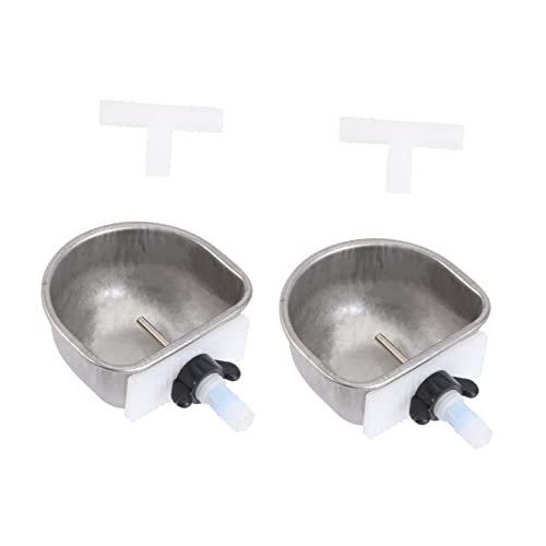 CIYODO Praktisches Design Haustier-Wasserspender Edelstahl-Tränke für Kaninchen Einfach zu installierende Haustier-Wasserspender Silber 2 Sets von CIYODO