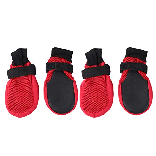 CIYODO 1 Satz Atmungsaktive Netz Hundeschuhe mit Rutschfester Sohle Pfotenschutz für Hunde und Welpen Rot für Outdoor Aktivitäten und Wetterschutz CIYODO 1 Satz Atmungsaktive Netz Hundeschuhe mit Rutschfester Sohle Pfotenschutz für Hunde und Welpen Rot für Outdoor Aktivitäten und Wetterschutz von CIYODO