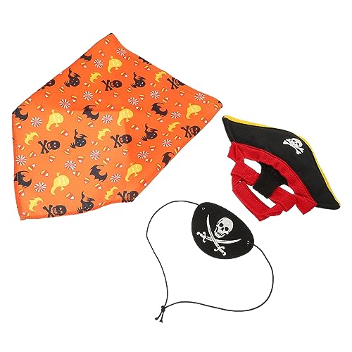 CIYODO Katzen-Piratenhut Bandana-Set stilvoller Haustierhut Halloween-Accessoire für Party-Dekoration von CIYODO