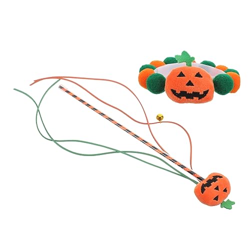 CIYODO 1 Satz Halsschmuck für Haustiere Streichelstab für Katzen Katze Stofftier Katze übung Spielzeug katzenspielzeug Interactive cat Toy Halloween-Kragen Kürbis-Katzenhalsband Plüsch von CIYODO