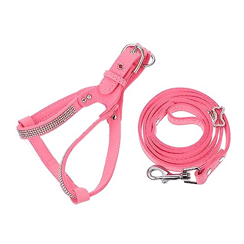 CIYODO 1 Satz Haustier Geschirr pet Supplies Dog Costume Hunde Spielzeug Dog Toy Trageschlaufe für Welpen Sicherheitsweste für Hunde Hundegeschirr Weste mit Strass besetzt Mikrofaser Rosa von CIYODO