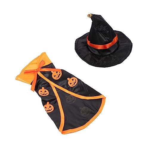 CIYODO 1 Satz Haustier-umhang Halloween-Haustier-Cosplay-Hut Urlaub Verkleiden Umhang Hündchen-Kapuzenpullover Hunde-kürbis-umhang Hunde-Halloween-Hoodie Katze Cosplay Umhang Stoff von CIYODO