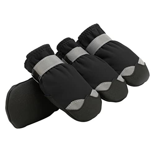 CIYODO wasserdichte Hundeschuhe Schneehundestiefel Regenstiefel für Hunde 1 Set Hundestiefel Winterhundepfotenschutz Anti-Rutsch-Pfotenschutz Schwarz von CIYODO