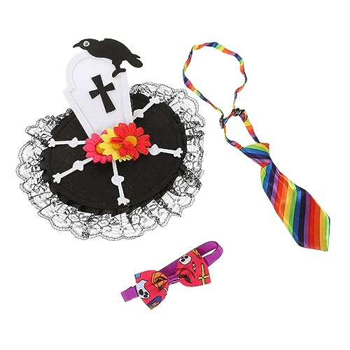 CIYODO 1 Satz Haustierhalsfliege Halloween Haustierhalsband Halloween-Katzenhalsband mit Schleife Halloween-Katzenhut Halloween-Haustier-Outfit Halloween-Halsband mit Katzenfliege Plüsch von CIYODO