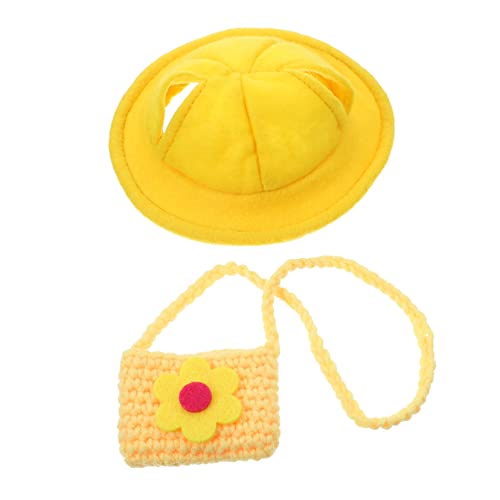 CIYODO 1 Satz Kaninchen-Rucksack-Hut Kleiner Haustierhut Hundemütze Cowgirl Geburtstag Kostüm Käfig pet Supplies haustierbedarf Hamster zubehör Kleiner Hut Hase Cosplay Tasche Garn Yellow von CIYODO