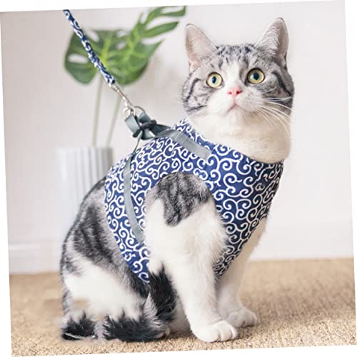 CIYODO 1 Satz Katze Laufseil Katzenweste Hundegeschirr Brustgeschirr Für Katzen Katzengeschirr Zugseil Für Haustierwesten Katzenweste Zugseil Reiseweste Polyester- Blue von CIYODO