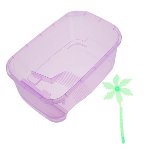 CIYODO 1 Set-Box Schildkrötenbecken Reise-Aquarium Kleine Fischbecken Eidechsenbecken Schlange Reiseträger Kleintierkäfig Aquarienbedarf Kleiner Durchsichtiger Behälter Violett Plastik von CIYODO