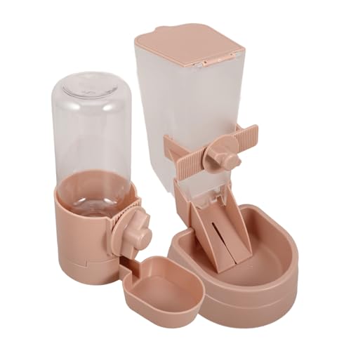 CIYODO 1 Set Hängender Automatischer Futter Und Wasserspender Für Hund Katze Kätzchen Mit Edelstahlschüssel Auslaufsicher Pink Für Haustiere Futterautomat Und Trinkstation von CIYODO