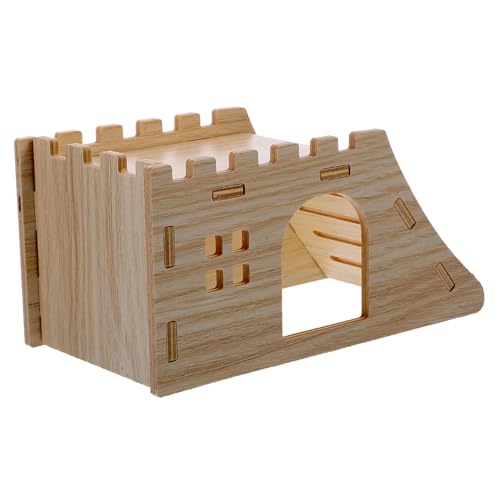 CIYODO 1 Set Hamsterhaus Mit Rampe, Plattform Für Kleine Tiere, Haustierversteck, Hamsterhütte Aus Holz von CIYODO