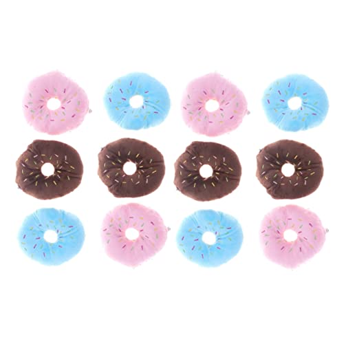 CIYODO 12 Stück üsch Hunde Kauspielzeug Im Donut Design Quietschendes Spielzeug Für Welpen Beißspielzeug Rosa Blau Und Ideal Für Aktives Spielen Und Zahnpflege von CIYODO