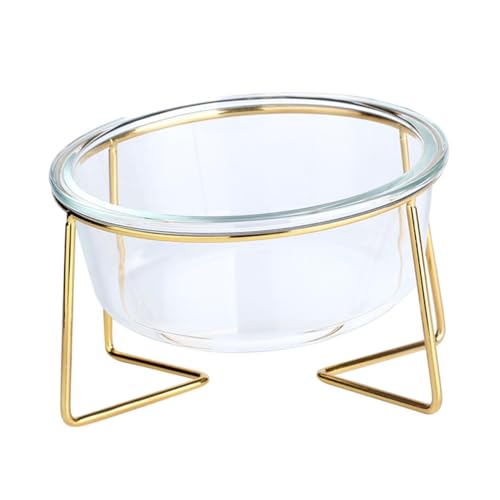 CIYODO 1Stk Haustiernapf aus Glas Katzennapf Heimtierbedarf Futternäpfe für Katzen pet Water Bowl Dog Food Bowl Futterautomat für Haustiere Fressnapf für Haustiere mit hoher Basis Eisen von CIYODO