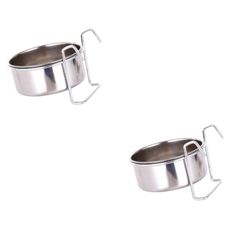 CIYODO 2 Sätze Hängeschale aus Edelstahl Futternäpfe für Vogelkäfige Futterspender für Sittiche pet Water Bowl Hundenäpfe Futterautomat aus Metall Fressnapf für Haustiere Rostfreier Stahl von CIYODO