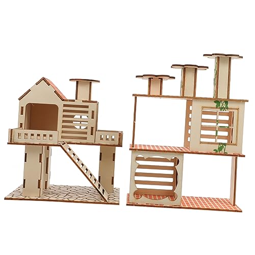 CIYODO 2 Stück Hamstervilla Haustierspielplatz Hamsternest Hamsterbedarf Haustierversteck Spielzeug Hamsterhaus Haustiervilla Hamsterspielplatz Haustiernesthaus Hamstergebäude von CIYODO