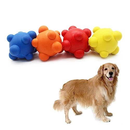 CIYODO Hundespielzeug Ungiftiger Bissfester Interaktiver Ball Für Hunde Unregelmäßiger Springender Kauspielzeug Für Haustiere Zufällige Farbe von CIYODO