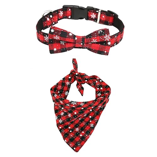 CIYODO Haustier-Halskette 2 Teiliges Haustier Weihnachtsset Haustierhalsband Weihnachts Bandana Urlaub Haustier Weihnachten Breakaway Katzenhalsband Halsband Weihnachten Hundeschal von CIYODO