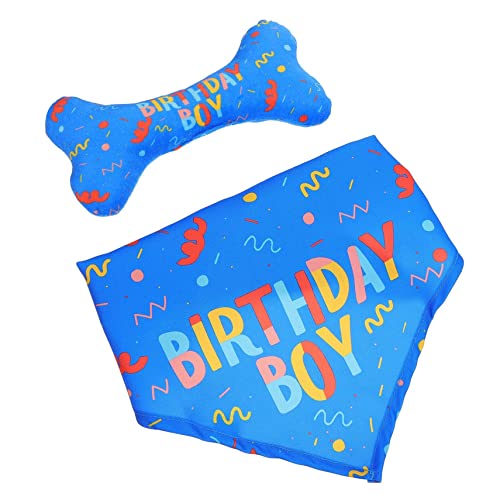 CIYODO 2St Haustier Geburtstag Anzug Hund simulierter Knochen Haustierzähne Welpe Halstuch Dog Bandana Dog Costume Spielzeug Haustier-Dreiecksschal Feiertagskostüm für Haustiere Stoff von CIYODO