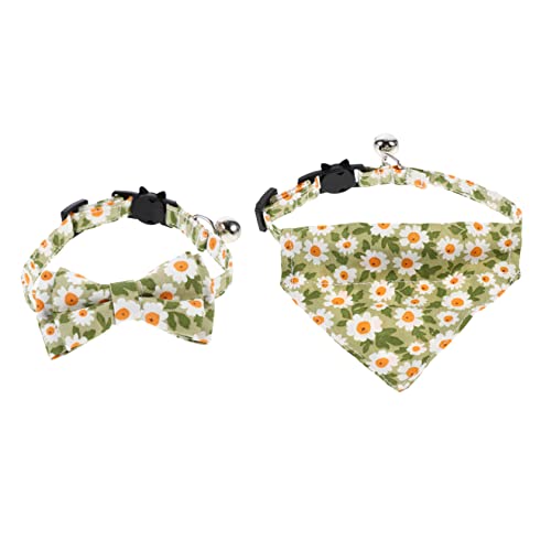 CIYODO 2St Katzenhalsband cat Clothing katzenbekleidung katzenkostüme Bowtie für Haustiere für Kätzchen Krawatte Haustier-Dreieck-Schal-Kragen Baumwolle Green von CIYODO