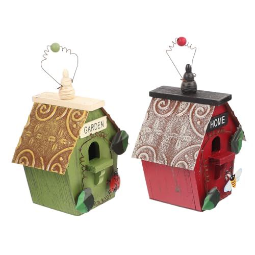 CIYODO 2pcs Holz Vogel Nistkasten Garten Ornament Haustier Vogel Wohnkultur Hängen Seil von CIYODO