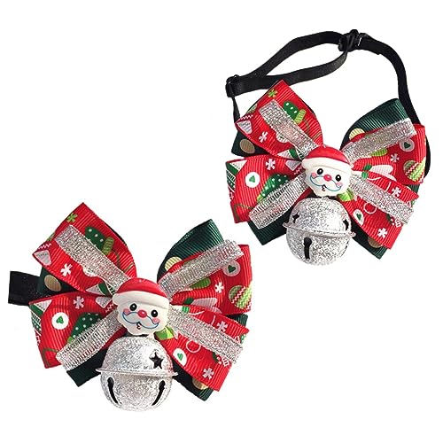 CIYODO 2st Haustier-Halskette Weihnachts-Haustier-Outfit Verstellbare Katzenfliege Krawatten Für Haustiere Glocke Welpenhalsband Weihnachtsfest Hundehalsband Zubehör Große Glocke von CIYODO