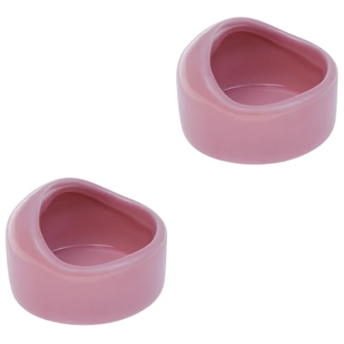 CIYODO 2St kleine Keramikschale Hamster Keramikschale Nagetier Futter Schale Hamster Futterschale Frettchen Essen Hamster-Kippnapf Hase Anti-Kipp-Schüssel für Hamster Haustiernapf Rosa von CIYODO