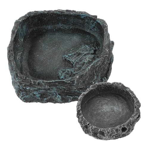 CIYODO 2pcs Dekorative Reptilienschale Harz Reptile Schüssel Bequeme Wasserschüssel -Snack -Accessoire von CIYODO