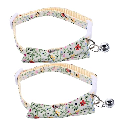 CIYODO 2pcs Niedliche Katzenkragen Mit Bell Cartoon Hundehalsband Mit Fliege Krawatte Verstellbares Haustierkragen von CIYODO