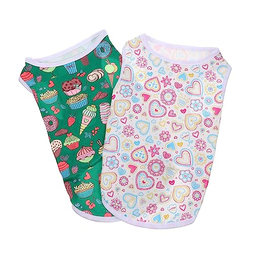 CIYODO 2pcs Sommer Haustier Kleidung Stricken Stoff Welpe Hemd Hund Hemd Waschbare Haustierkleidung von CIYODO