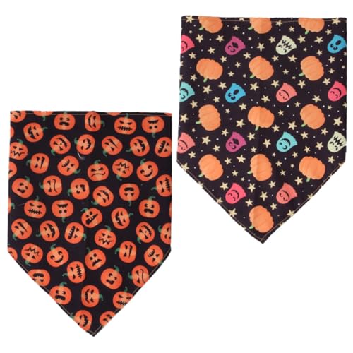 CIYODO 2st Halloween-dreiecksschal Bequemes Haustierbandana Haustierbandana Hundezubehör Hauskatzenbandana Kürbis-haustierschal Kleine Tennisbälle Für Polyester von CIYODO