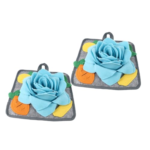 CIYODO 2st Kaninchen-schnüffelpad Schnupfen Leckerli-Spender Für Hunde Welpen-beißring-Spielzeug Intelligenzspielzeug Für Kaninchen Puzzle-Spielzeug Kätzchenmatte Polarfleece Blue von CIYODO