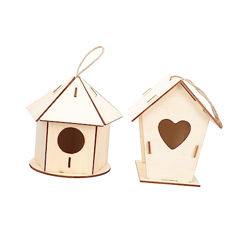 CIYODO 2st Vogelhaus Aus Holz Draußen Hängendes Vogelhaus Dekorative Vogelhäuser Outdoor-spielsets Für Kinder Spielzeug Für Kinder DIY Unvollendeter Vogelnest-anhänger DIY Vogelnest Beige von CIYODO