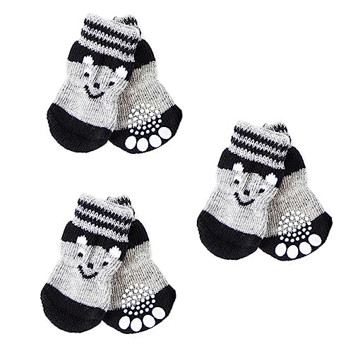 CIYODO 3 Paare Hundeschuh Socken Pfotenschutz Für Hunde Haustier Strümpfe Hundestiefel Für Kaltes Wetter Socken Mit Hundegriff Anti-welpen-socken Warme Socken Thermische Socken Baumwolle von CIYODO