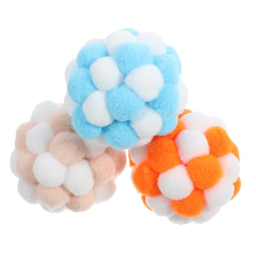 CIYODO Katzenspielzeug Ball Katzen Ball 3er Set Katzenbälle Mit Glocken Interaktive Spielzeuge Für Katzen Und Kätzchen Bunte Und Elastische Katzenspielzeuge Für Drinnen Fördern Das Und Training von CIYODO