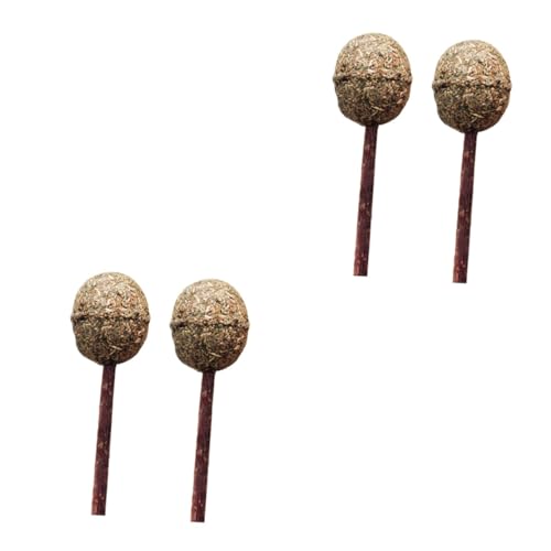 CIYODO 4 Stück Backenzähne Taktstock Katzenspielzeug Mit Katzenminze Katzenlutscher Katzenminze Lutscher Katzenrad Katzenbälle Katzenminze Bälle Katzenwand Katzenminze-Sticks Bambus Brown von CIYODO