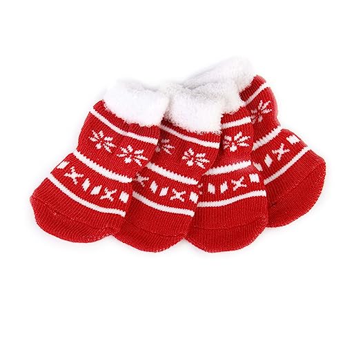 CIYODO 4 Stück Baumwollsocken für Haustiere große Hamsterkäfige Weihnachtssocke automatische Schweinemilchflasche Duschhaube für Hund sockenschuhe Hundesocken Weihnachten Haustier socken von CIYODO