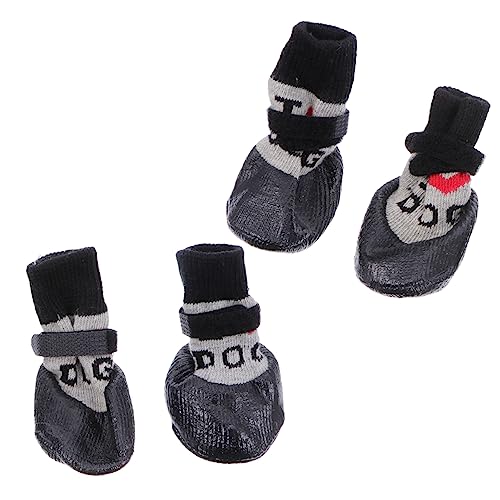 CIYODO 4 Stück Haustierschuhe Snowy Day Chemicals Welpenstiefel Hundesocken für Hartholzböden Strumpfwaren sockenschuhe Hundeschuhe Socke Welpenschuhe Socke rutschfest Schutz Hundepfote von CIYODO