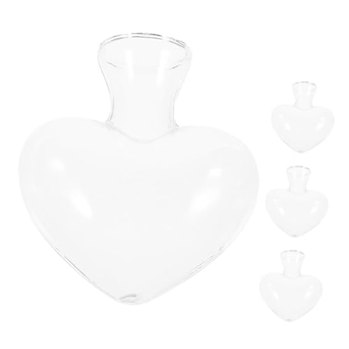 CIYODO 4 Stück Liebe Glasvase Transparente Blumenvase Dekorative Glasvase Glasblumentopf Exquisite Glasvase Blumenvase für die Dekoration Pflanzenflasche aus Glas Pflanzer Haushaltsvase von CIYODO