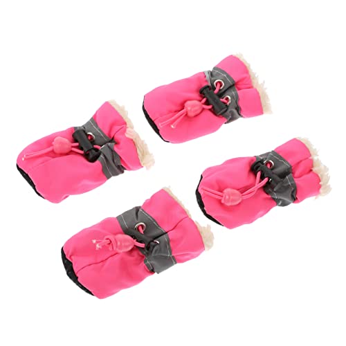 CIYODO 4 Stück Schuhüberzüge Für Haustiere Pfotenschuhe Für Welpen Hundeschuhe & Pfotenschützer Katzenschuhe Regenstiefel Für Hunde Pfotenschutz Rosa Kleiner Hund Outdoor-Schuhe Stoff von CIYODO