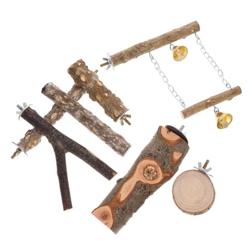 CIYODO 6St Vogelständer-Set Holz Spielzeug holzspielzeug Nymphensittich-Laufstall Papageienbarsch-Spielständer Eisenbahnspielzeug schmücken Vogelkäfig-Dekor Zubehör für das Vogeltraining von CIYODO