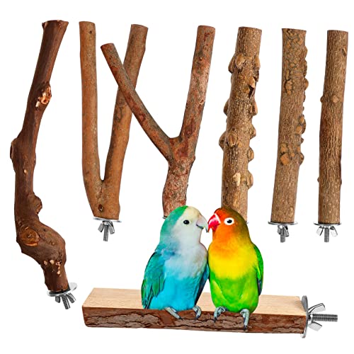 CIYODO 7 STK Pfahl aus Pfefferholz Vogelkäfig naturholz Holzständer Pfotenschleifbarsch Zubehör für Aquarien Spielset aus Holz Papageienstange für kleine Vögel Vogelstangen für Papageien von CIYODO