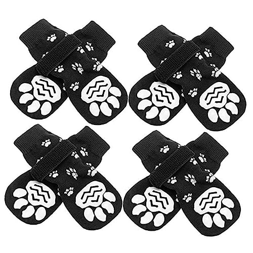 CIYODO 8st Hundesocken Wiederverwendbare Socken Für Haustiere Haustiersocken Hundepfotenschutz Atmungsaktive Socken Für Haustiere Socken Mit Haustiergriff Reine Baumwolle Black von CIYODO