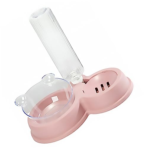 CIYODO Automatischer Futter Und Wasserspender Für Haustiere 500ml Kapazität Rutschfester Boden Doppelter Futternapf Pink Ideal Für Hunde Und Katzen Fütterungswerkzeug Für Eine von CIYODO