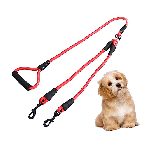 CIYODO Doppelte Hundeleine Robuste x 140cm Zugleine Für Hunde Praktische Trainingsleine Für Outdoor Aktivitäten Rote Zugleine Für Einfache Handhabung Und Kontrolle von CIYODO