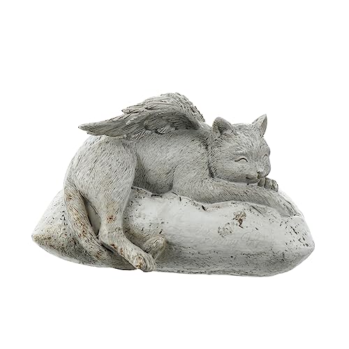 CIYODO Engel Katze Ornamente katzenangel Katzen Angel Katzenstatue mit Engelsflügeln Katzenengel Tiergedenkfigur Engel Cherub Katzengrab Statue Gedenkgrabstein Markierungssteinfigur Harz von CIYODO